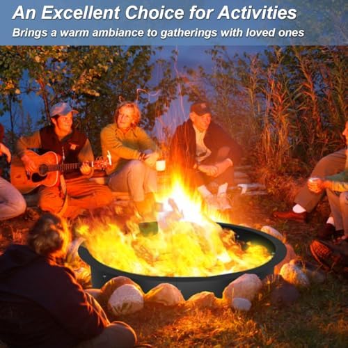 36-Inch Round Outdoor Fire Pit Ring Insert Firepit Kit, Black