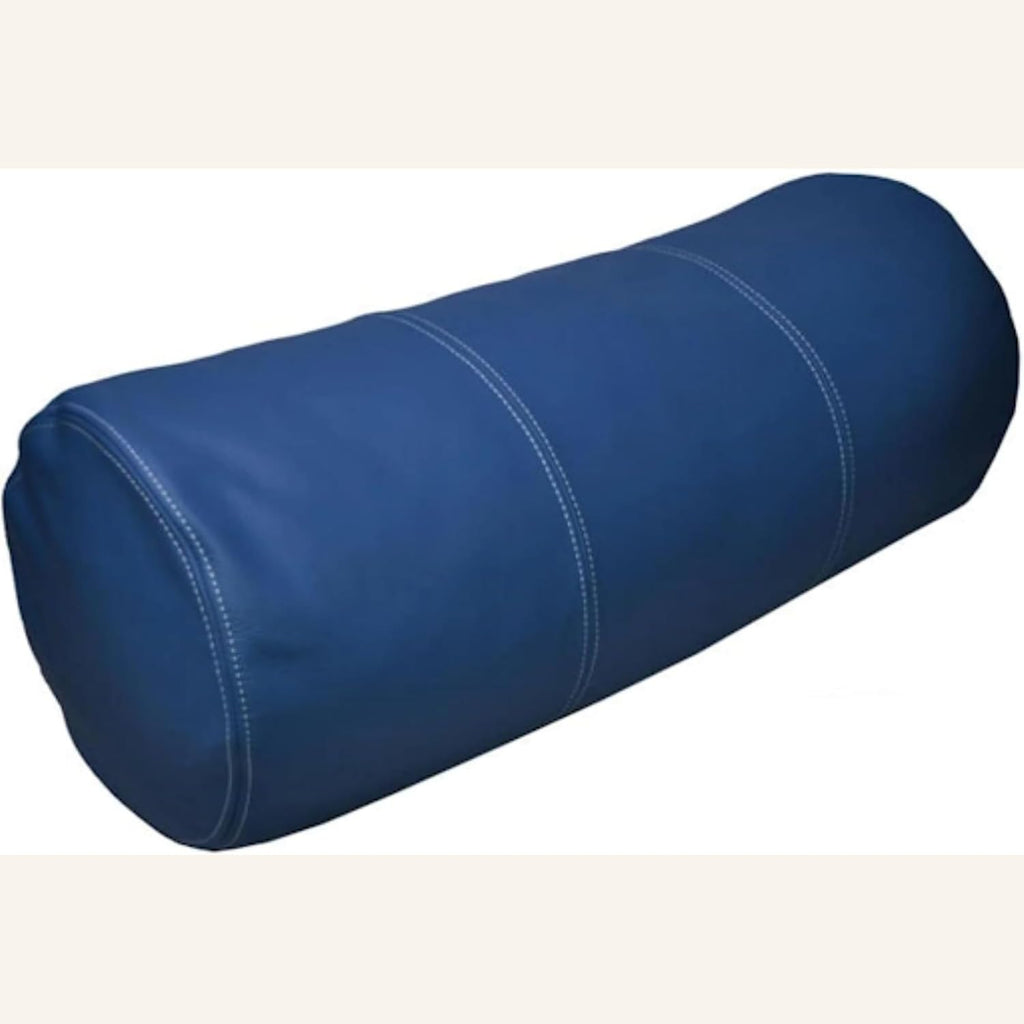 Genuine Leather Bolster Cylinder Pillow Cover Case for Lumbar Throw Couch Pillows - Modern Farmhouse Decorative Sofa Thick & Soft Cushion Covers (Blue, 20" × 8")