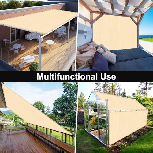 Artpuch 90% Sun Shade Cloth, 8 x 10 FT Pergola Shade Cover Canopy with Grommets, Sun Screen Fabric Tarp for Patio, Outdoor, Garden, Backyard, Wheat
