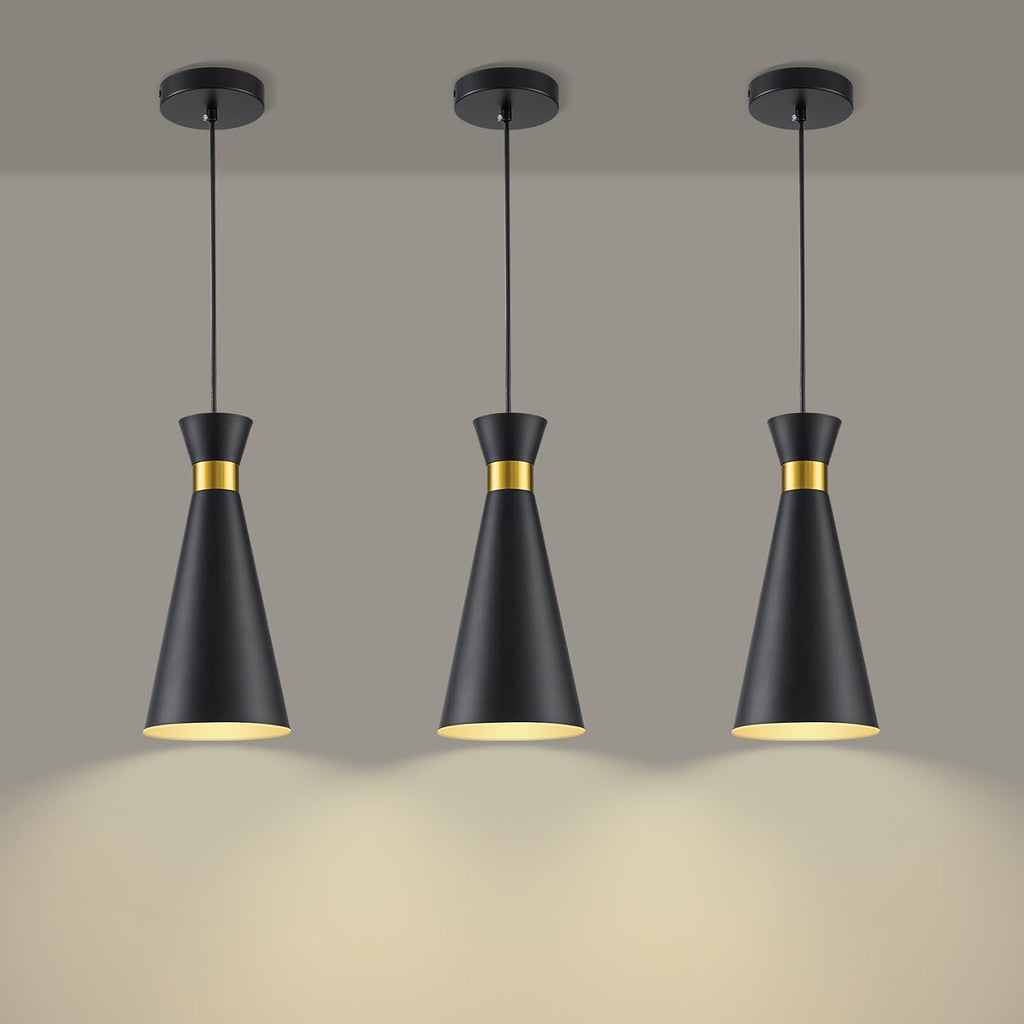 2026 New Pendant Lights Kitchen Island 3 Pack 13"H Gold Black Pendant Light