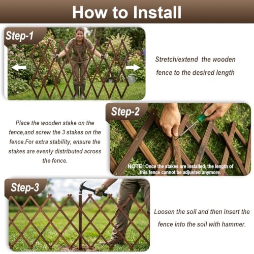 Avalution Decorative Garden Fence Outdoor,Total 12in(H) x 11.6 ft(L) 2 Pack