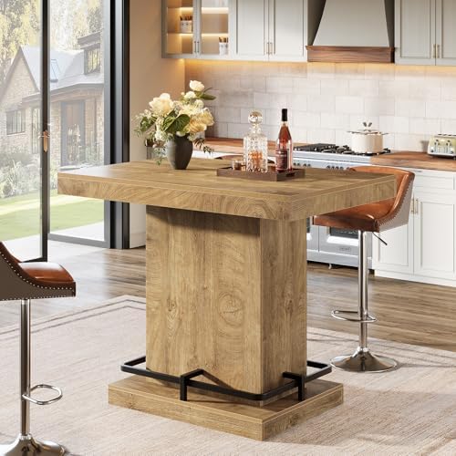Tribesigns 47" Bar Table, Industrial Bistro Pub Table with Metal Footrest, Rectangular Counter Height Table for Small Bar, Dining Coffee Cocktail Living Room