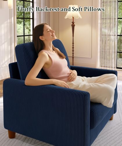 Welzona Corduroy Accent Chair, 35.5” Oversized Chair, Living Room Chairs