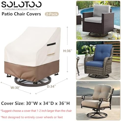 Patio Chair Covers Waterproof 2 Pack, 30" W x 34" D x 36" H
