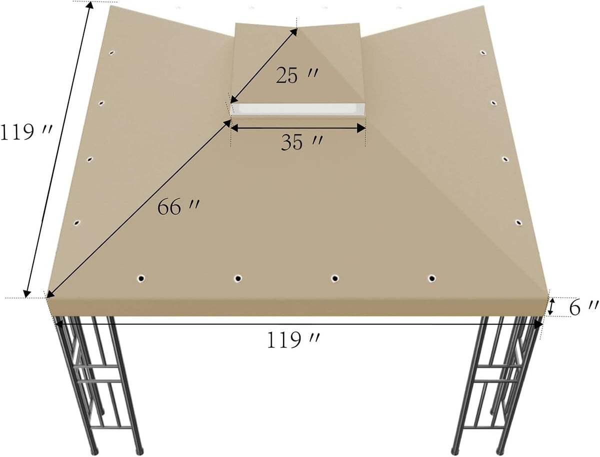 Sumfaller 10x10 FT Gazebo Replacement Canopy Top Cover