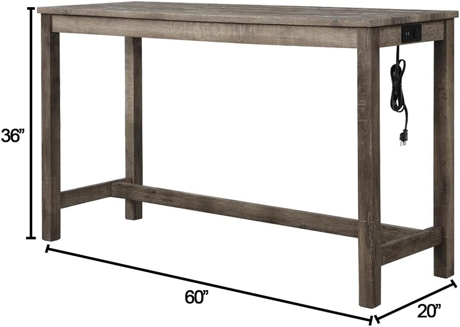 Best Master Furniture Cooper 60" Bar Height Pub Table, Antique Oak