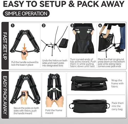 MARCHWAY Lightweight High Back Folding Camping Chair with Head Support