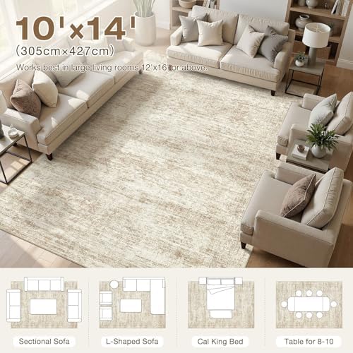 cotiled 10x14 Area Rugs Abstract Distressed Washable Large Living Room Rug