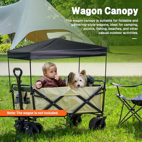 Wagon Canopy Cover Garden Push Awning Portable Outdoor Stroller Accessories Awning for Garden Wagon,Shopping,Camping (Suitable for Folded,Gathering Folded Wagon) 19.7 * 35.4 inches