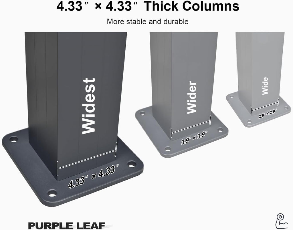 PURPLE LEAF Louvered Pergola 12' x 20' 94AS w/ 1W Side Shutter Wall Gray