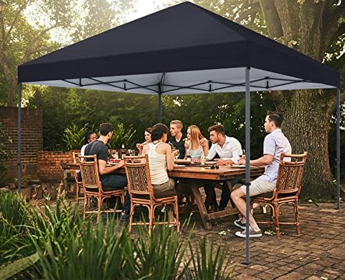 COOSHADE Durable Easy Pop Up Canopy Tent with Roller Bag, 8x8, Black