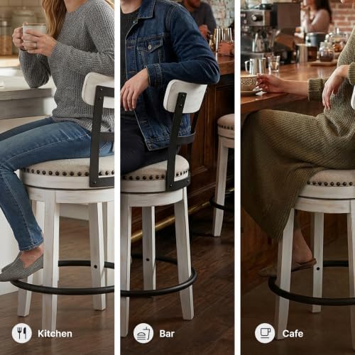 Signature Design by Ashley Valebeck Swivel Counter Height Bar Stool, White