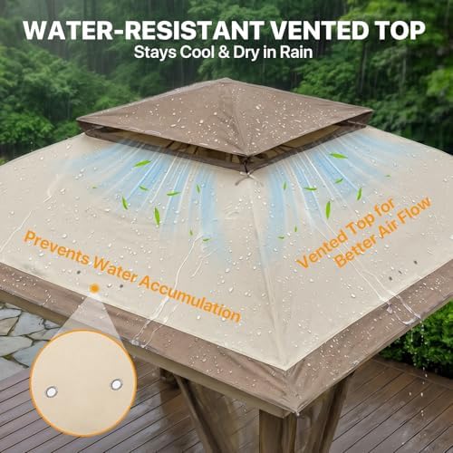 COOS BAY 11x11 Pop Up Gazebo with Netting, Canopy Tent, Beige