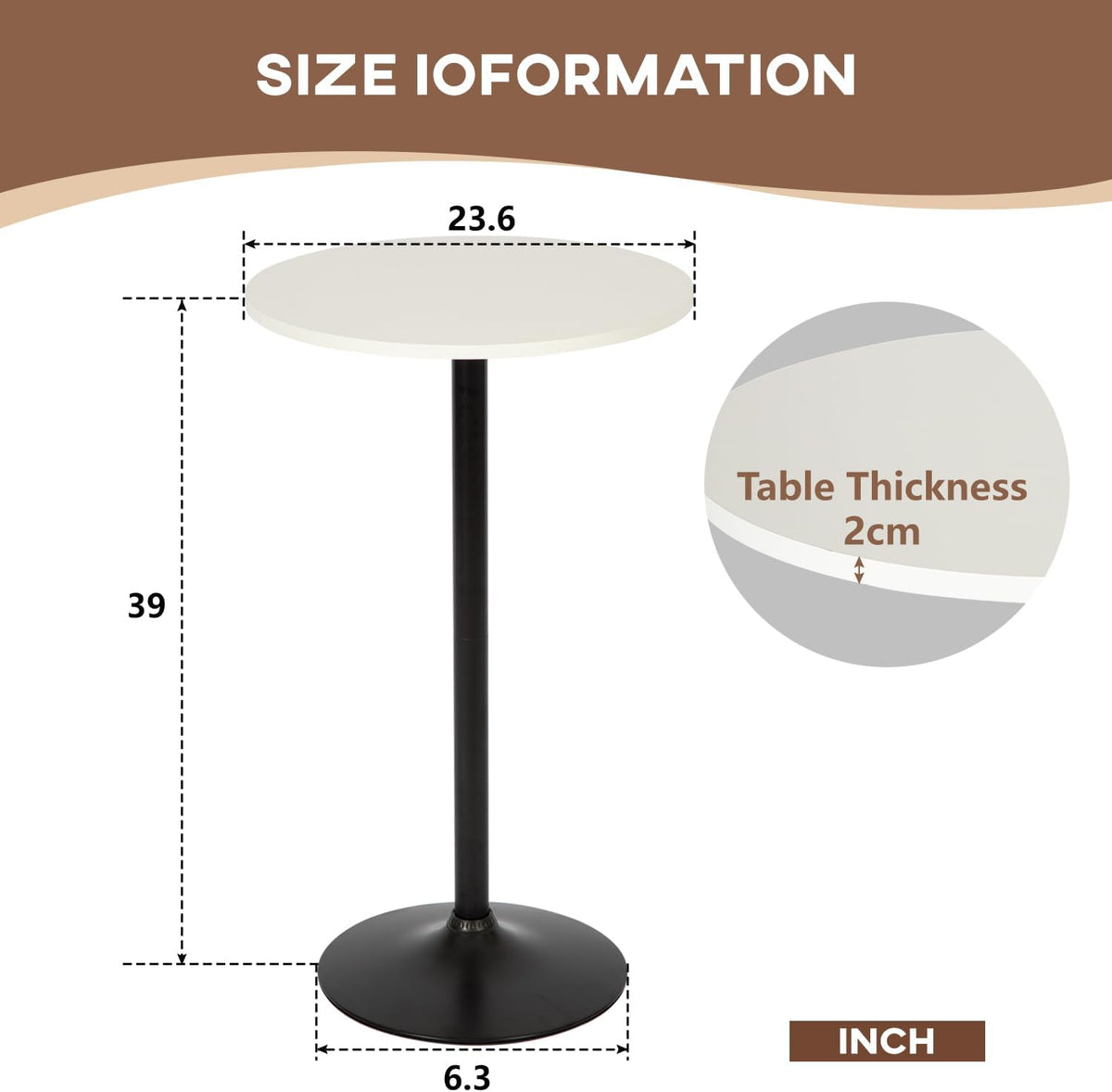 paylesshere bistro bar table 40 inch round table, close-up detail