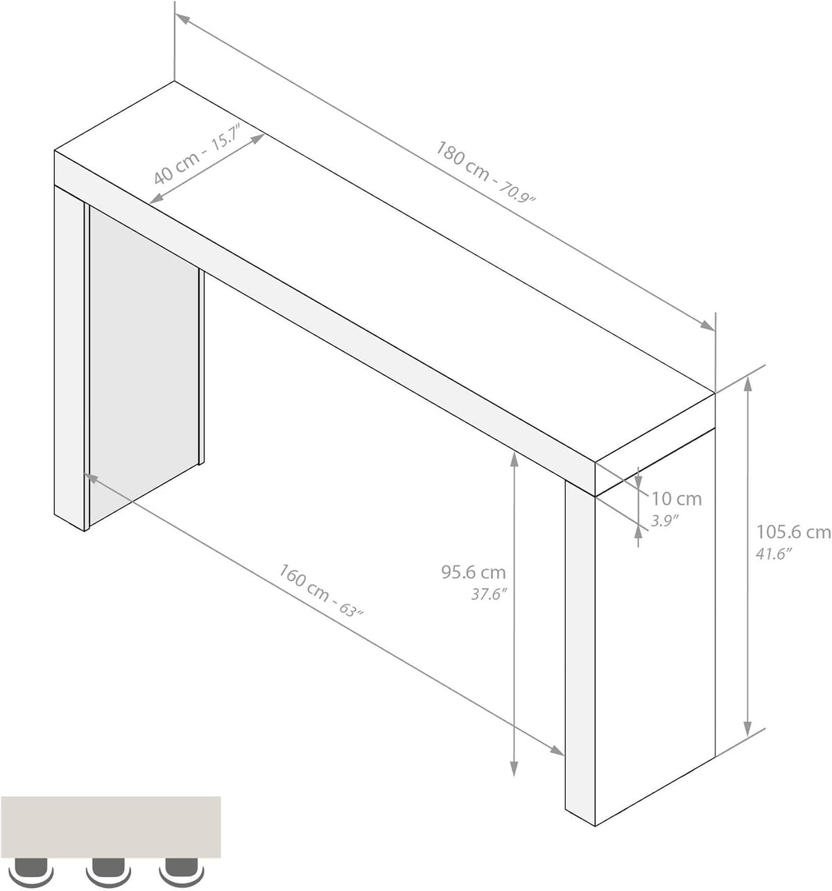 Mobili Fiver, Evolution High Table 70.9 x 15.7 in, Rustic Oak, High Top Table for 3 People, Bar Table, Kitchen Island, Counter Height Bar Table, Italian Furniture