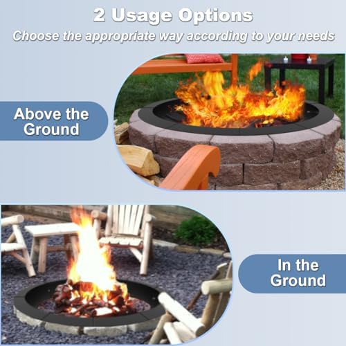 36-Inch Round Outdoor Fire Pit Ring Insert Firepit Kit, Black