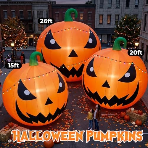 26FT Halloween Inflatables Pumpkin Decorations with 750W Air Blower