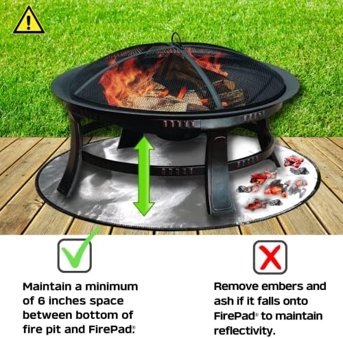Newtex FirePad Deck Protector - Perfect for Fire Pits, BBQ, Smokers, Grills - Protects Porch, Patio, Deck, Wood, Grass, Stone, Composite from Burns - Heat Resistant Fire Pit Mat - 30"