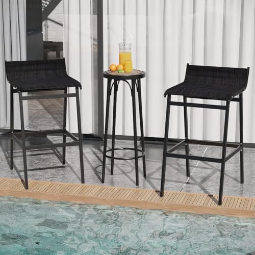 Sundale Outdoor Patio Metal Bar Stools, Low Back Modern Counter Height