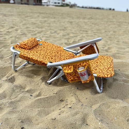 Bliss Hammocks Folding Backpack Beach Chair Recliner, Amber Leaf