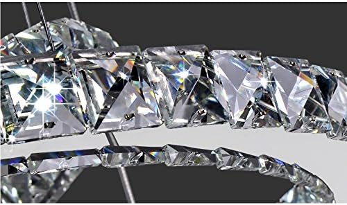 Crystal Chandeliers Modern LED Ceiling Lights Fixtures Pendant Lighting Dining Room Chandelier Contemporary Adjustable Stainless Steel Cable 4 Rings DIY Design D31.5+23.6"+15.7"+7.8"