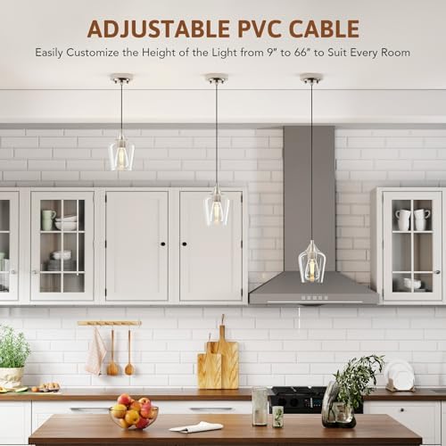 VONLUCE Nickel Pendant Light for Kitchen Island, Set of 3