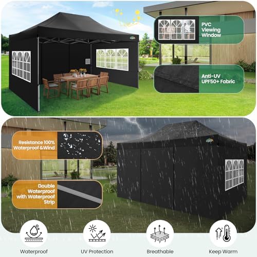COBIZI 10x15 Heavy Duty Pop up Canopy Tent with Sidewalls Commercial Canopy