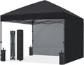 ABCCANOPY 10x10 Pop Up Canopy Tent, 2 Sidewalls, All-Weather Shade, Black