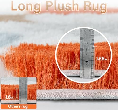 PureCozy Checkered Area Rug 9x12 for Living Room Soft Fluffy Shag Carpet