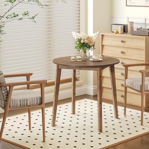 HOOBRO Bamboo Dining Table, Round Dining Table for 2, 27.5" Kitchen Table for Small Space, Writing Table, Easy to Assemble, for Dining Room, Living Room, Office, Kitchen, Apartment, Brown BR71CZ01G1