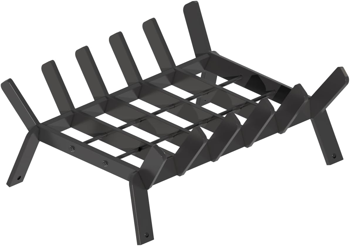 17″ Fireplace Grate, Fireplace Log Holder, Wood Stove Grate, Black