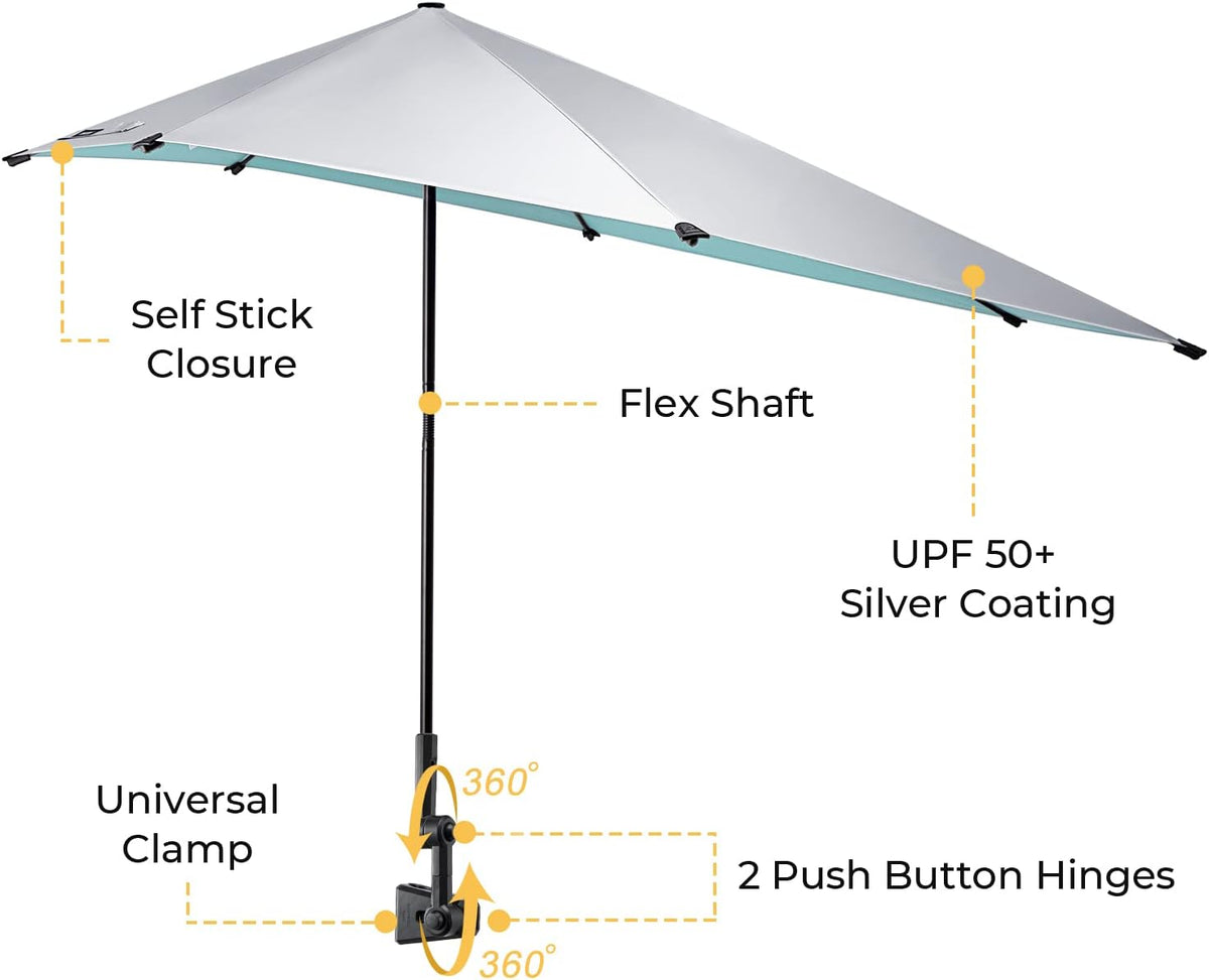 G4Free Beach Chair Umbrella with Universal Clamp UPF 50+ Golf Cart Umbrella
