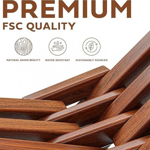Melino 2-Pack Wooden Folding Tamarack Chair, Low Profile Outdoor Lounge