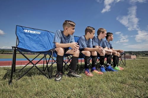 Kwik Goal 6-Seat Kwik Bench, Black, Steel Frame with Woven Fabric Seats, 16" H x 108" W