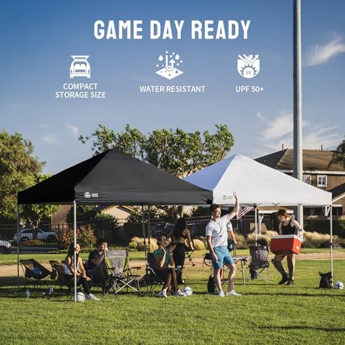CROWN SHADES 8x8 Pop Up Canopy Tent with One Push Setup, Black