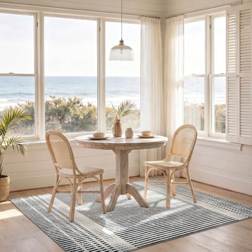 YIHOUSE Washable 5x7 Modern Striped Area Rug, Abstract Living Room Rug