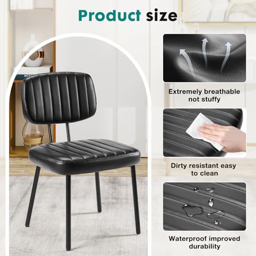 OLIXIS Dining Chairs Set of 2, Mid Century Modern Kitchen Chairs, Black