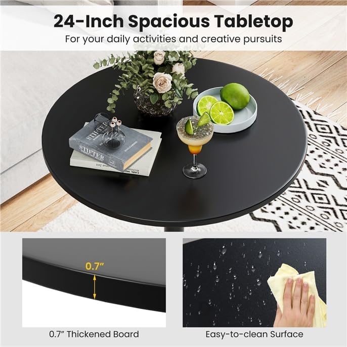 ERGOMASTER Cocktail Table,Two-in-one Modern Style Standing Circular Bar Table 40"/22" Two Convertible Height Suitable for Dining Room, Restaurant, Kitchen (6, Black)