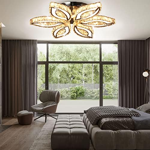 CLAIRDAI 20" Dimmable Crystal Flower Chandelier Ceiling Light