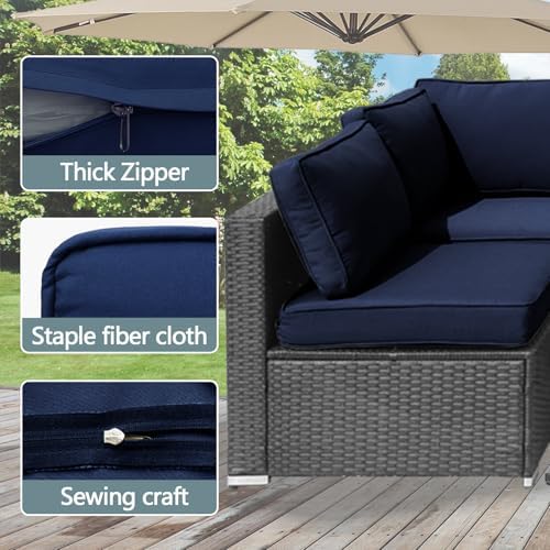 14Pcs Patio Cushion Covers Replacement Splashproof UV-Resistant Inelastic Covers with Zippers, Max Compatible 23.6x23.6x3.9 inch Patio Cushion