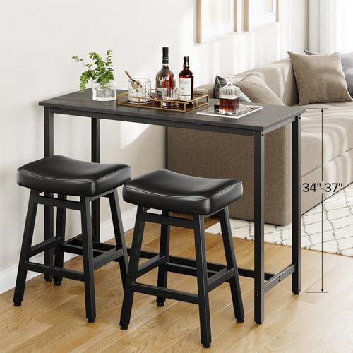 Raynesys 24 Inche Bonded Leather Counter Height Bar Stools Set of 2 Curved