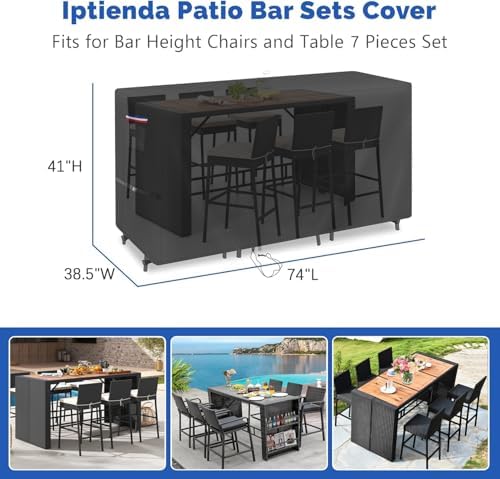 Patio Furniture Covers for High Top Table and Chairs-74x38.5x41in