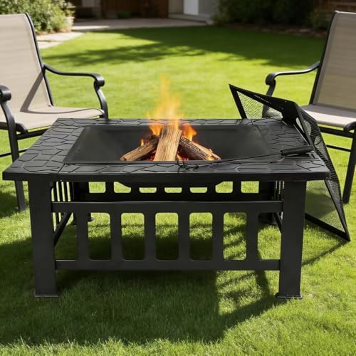 ZENY 32 inch Outdoor Fire Pit with Grill