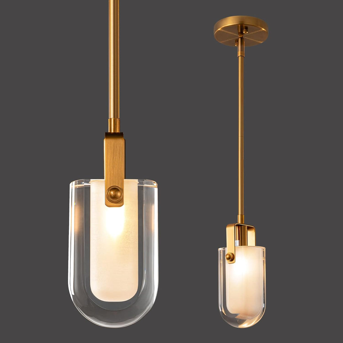LMQNINE Gold Pendant Light Fixture Pendant Lighting Modern Pendant Light, Mini Crystal Chandeliers, Pendant Lights Kitchen Island Dinning Room Bedroom (1-Light)
