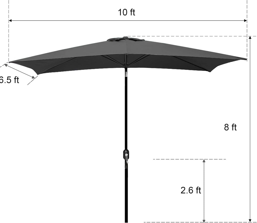 blissun rectangular patio umbrella, table market umbrella with, side view