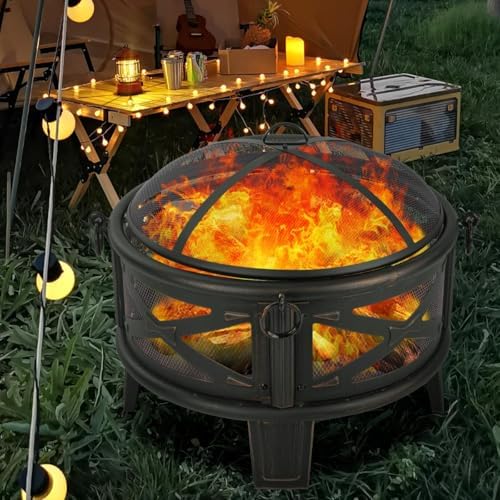 Breezz Round Wood-Burning Fire Pit with Grill, 26 in