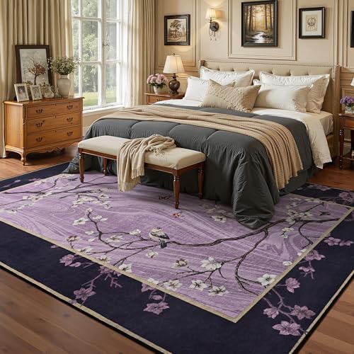 Foxmas 6x9 Purple Floral Area Rug