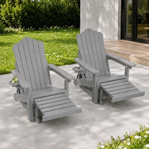 Adirondack Glider Chair with Retractable Ottoman, Adjustable Backrest