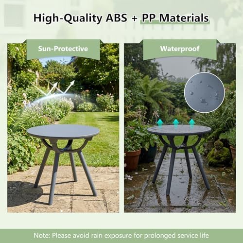 Tangkula Outdoor 20" Round Side Table Set of 2, Gray