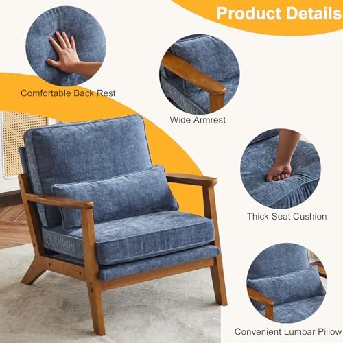 Karl home Mid-Century Lounge Accent Chair, Dusty-Blue